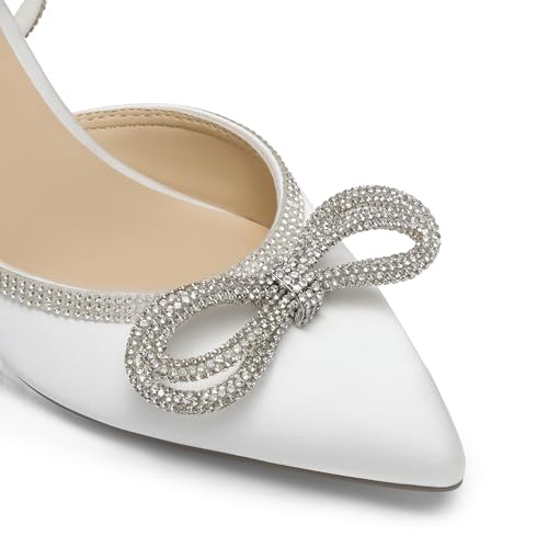 Image of DREAM PAIRS Kitten Rhinestone Bow Ankle Strap Closed Heels
