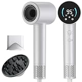 GloCurlX Upgraded High-Speed Ionic Hair Dryer – 120,000 RPM Fast-Drying, 52 dB Low Noise Blow Dryer with Magnetic Diffuser & Nozzel, Lightweight Quiet Dryer for Smooth, Frizz-Free Hair