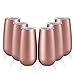 6 Pack Wine Tumbler with Lids and Straws Stainless Steel Double Insulated Stemless Champagne Cocktail Cups,Unbreakable Wine Glasses for Hot or Cold Drinks,6 OZ