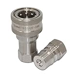Summit Hydraulics 1/2' NPT Stainless Steel ISO 7241-B Quick Disconnect Hydraulic Coupling/Coupler Set