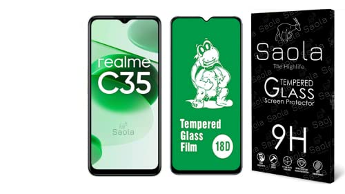 Image of Saola 18D Tempered Glass With Inbuilt AirBag Borders For Realme C35 (PACK OF 1) with Free Installation Kit. Full screen Coverage - 6.6 inch
