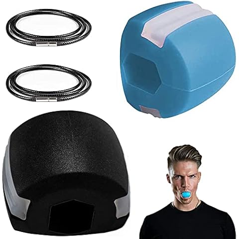 Pack of 2 Jaw Face Firmer, Jaw Training, Jaw Line Trainer, Jaw Training, Face Beauty Tool for Women and Men, Double Chin Reduction (Blue + Black) Cover