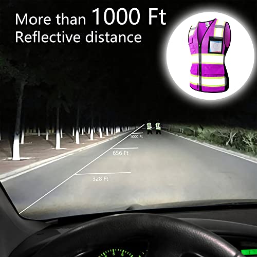 Image of Safety Vest for Men Women Reflective Construction Vest Hi Vis ANSI Standard | ANSI Standard, 8 utility Pockets 4 Reflective Strips with Neon trim High Visibilty Breathable Mesh Safety Apparel for Work