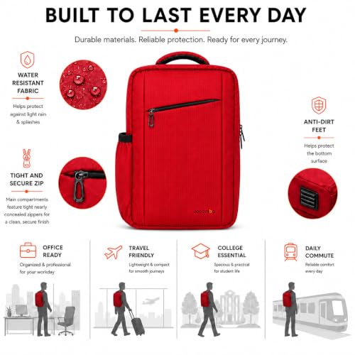 Image of CARAMBA CARRYMATE 26.5L Overnighter Laptop Backpack | Water Resistant Travel Bag with 15.6 inch Padded Laptop Sleeve, Trolley Strap & Dual Compartments for Office, Business, College Men & Women