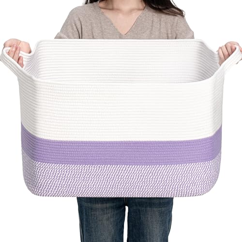 50% Off CLHMILY&Z Cotton Rope Storage Basket - Purple & White