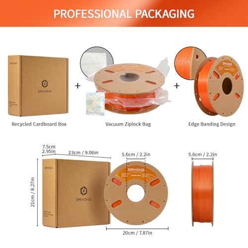 Image of ERYONE PLA Filament 1.75mm, 3D Printer Filament PLA, + /-0.03mm, 1kg(2.2lbs) /Spool, Orange