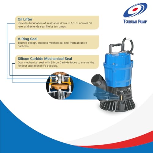 Tsurumi Pump HS2.4S Submersible Trash Pump with Agitator 1/2 HP 115V 2 in Discharge Ideal for dewatering applications with sand, solids, and other debris | 39 GPM / 2340 GPH