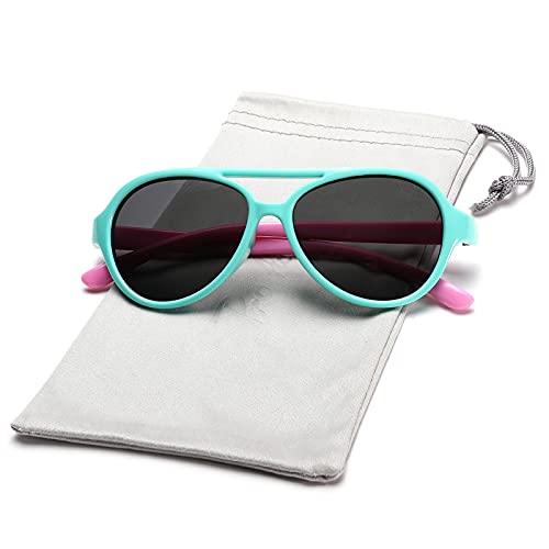 Pro Acme Polarized TPEE Durable Aviator Kids Sunglasses for Boys Girls Soft Rubber Flexible Frame Protective Eyewear Age 3-84