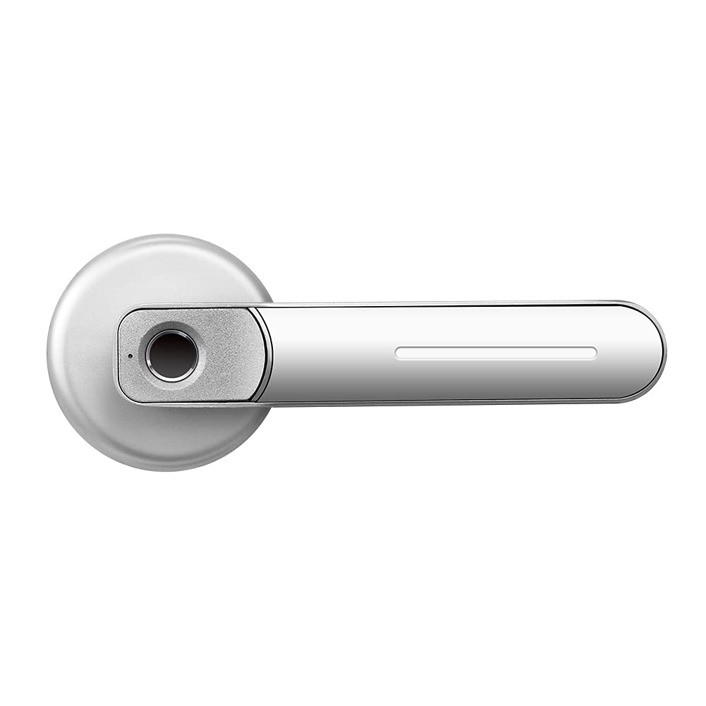 Inteligentny zamek, Blokada drzwi z czytnikiem linii papilarnych Uchwyt USB Akumulator Anti Theft Inteligentny biometryczny dostęp bezkluczykowy Zamek elektroniczny 2 kluczami(Silver)