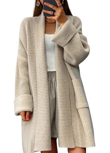 myzgx Women's Fall Casual Open Front Midi Long Cardigan