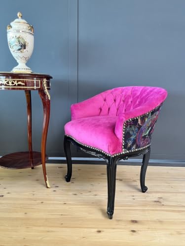 Fauteuil à cocktail baroque rose vif CasAmin en velours - 2