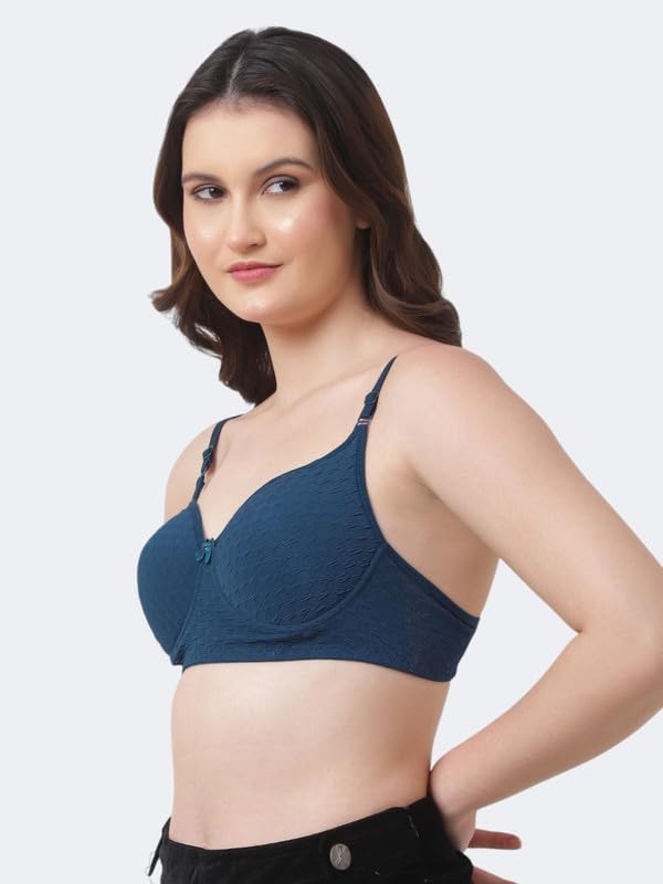 Image of Women's Cotton Full Coverage Lightly Padded Wirefree T-Shirt Bra Combo Pack of 3