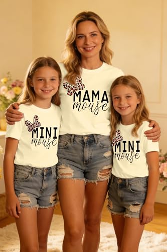 Image of Mommy and Me Matching Shirt Outfit Mama Mini Leopard Love Heart Tshirt Mom Daughter Family Matching Set Clothes