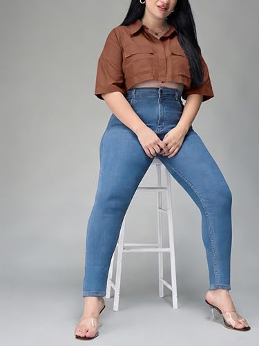 Image of Miss Chase A+ Women's Bootcut High Rise Regular Length Stretchable Denim Jeans