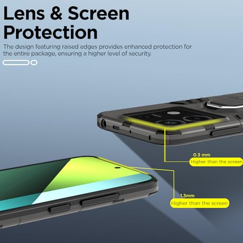 Image of Pikkme Redmi Note 13 Pro 5G Back Cover | D5 Tough Armor Bumper | 360 Protection Case | Ring Holder Stand Case for Redmi Note 13 Pro 5G (Black)