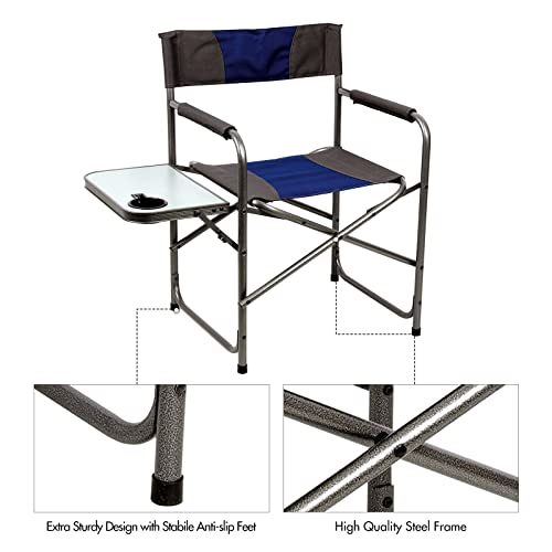 Portal Director Chairs, Foldable, Alloy Steel, Blue/Grey #TOP4