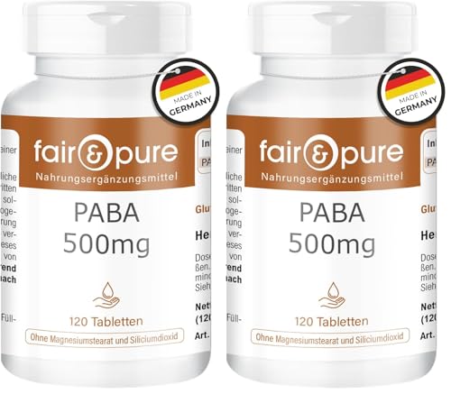 Acide para-aminobenzoïque PABA 500mg lutte contre le grisonnement prématuré des cheveux