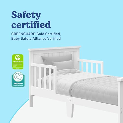 Image of Graco Bailey Toddler Bed (White) - GREENGUARD Gold Certified, Fits Standard Full-Size Crib & Toddler Mattress, Toddler Safety Guardrails Included, Complete Design with Solid Headboard, Footboard