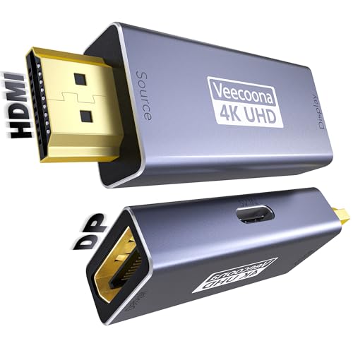 HDMI to DisplayPort Adapter Uni-Directional (4K@60Hz/1080P@120Hz) | HDMI (Source) 2.0 Male to DP (Display) 1.2 Female Converter Compatible with Laptop AMD NVIDIA PS5 Xbox and More - 1 Pack