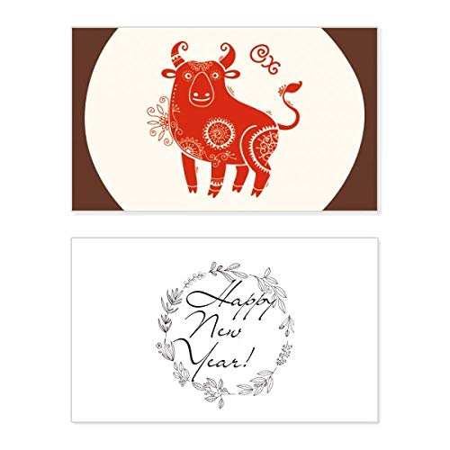 Tarjeta Año del Buey Zodiac Red New Year para coleccionistas