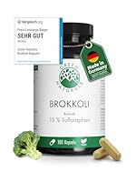 Brokkoli Kapseln - Hochdosiert: 170mg Sulforaphan & 1300mg Brokkoli Extrakt je Tagesdosis - 3 Monate Vorrat (180 Kapseln) - Apothekenqualität - Green Naturals®