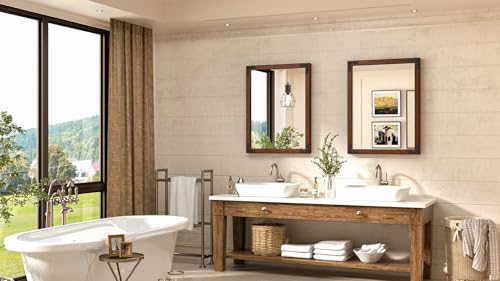 TokeShimi-22×30-Inch-Rustic-Bathroom-Mirror-Wooden-Framed-for-Farmhouse-Water-Proof-Solid-Wood-Frame-for-Living-Room-Wall-Decor-HD-Reflection-and-Shatter-Proof-Mirror-French-Cleats TokeShimi 22×30 Inch Rustic Bathroom Mirror Wooden Framed for Farmhouse Water Proof Solid Wood Frame for Living Room Wall Decor HD Reflection and Shatter Proof Mirror French Cleats