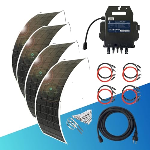 ultraleicht Balkonkraftwerk 1240 Watt - 4x Solarmodule - nur 5kg pro Modul - Maße je Modul 2,00m x 0,88m (5m Anschlusskabel)