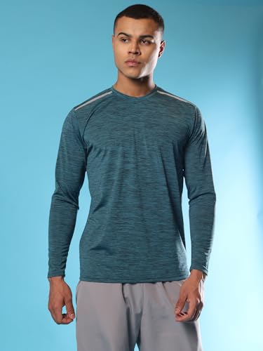 Image of CHKOKKO Men's Round Neck Full Sleeve Regular Fit Lightweight Quick Dry Activewear Gym T Shirt for Workout Training Running and Activities