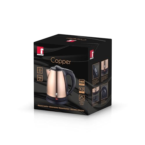 Miniatura 5 de Bergner Copper - Tetera Eléctrica De 1.800 W - Capacidad De 1.7 Litros - 1800 W - Función Apagado Automático - Desconexión De Seguridad Por Ebullición - Base Inalámbrica De 360 Grados