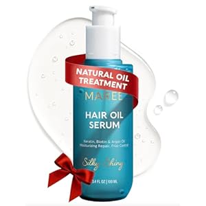 MAREE Hair Serum for Dry and Curly Hair Gloss – Hair Oil for Frizzy Hair with Argan Oil, Keratin & Biotin – Frizz Control Hair Care Products for Women – Aceite Para el Cabello – Keratin Hair Treatment