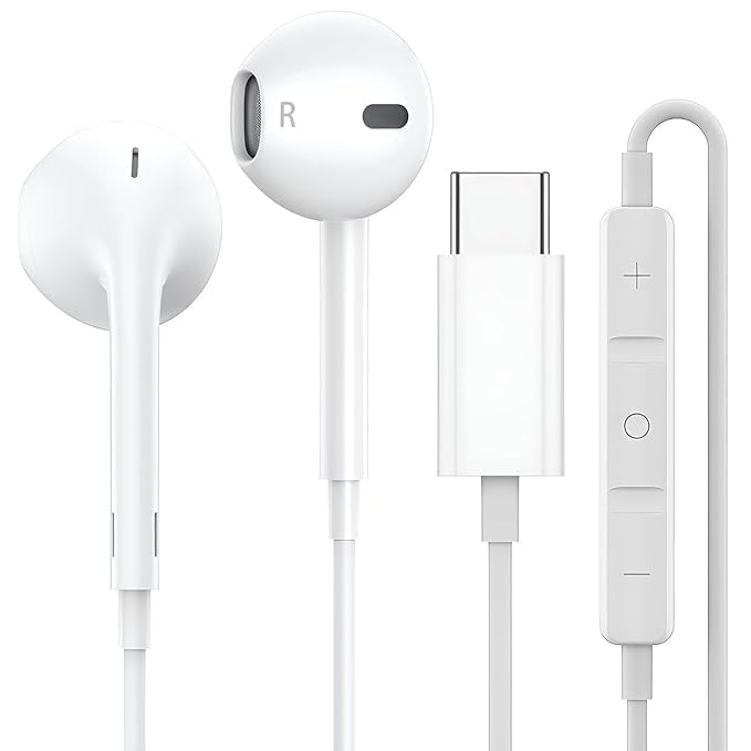Image of [Orginal] [Apple MFi Certified] USB-C Headphones Compatible with iPhone 17 /16 /15 Series, Wired USB-C Earphones with Built-in Remote & Microphone for Music, Calls & Volume Control with Galaxy & Pixel