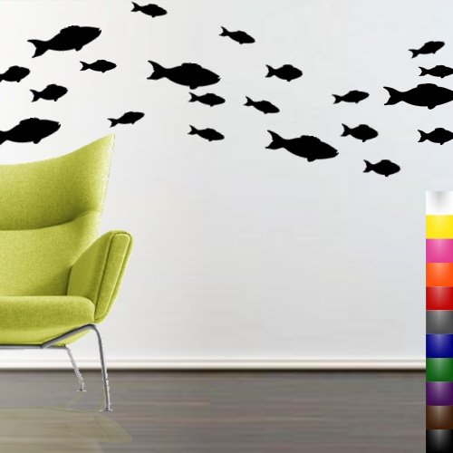 StikEez Black School of Fish 21-Pack Fun Sizes Wall & Window Decals