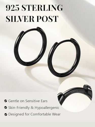 Image of Silvora 14K Gold Plated Huggie Hoop Earrings for Women, Small Sterling Silver Hoops, Hypoallergenic Cartilage Earrings for Sensitive Ears 8 /10 /12 /14 /16 /18 /20MM