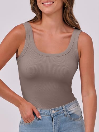 Image of ANRABESS Womens Sleeveless Scoop Neck Tank Top Ribbed Fitted Summer Basic Slim Cute Tops 2026