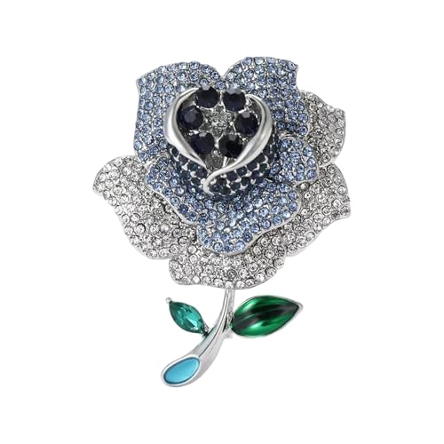 Portable Crystals Rose Flower Pin for Professional Women Comfortable Daily Wear Jewelry Accessory Trendy Alloy Jewelry
