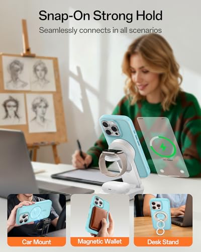 Image of UNBREAKcable Magnetic for iPhone 16 Pro Max Case 6.9-Inch, Compatible with MagSafe, Full Camera Protection, Built-in Magnetic Ring, Drop Protection Shockproof Slim Phone Cover - Mint Green