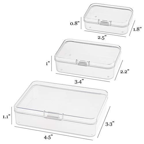 Kingrol 32 Pack Mini Clear Plastic Storage Containers With Lids, 3 Size Empty Hinged Boxes For Beads, Jewelry, Tools, Craft Supplies #TOP1