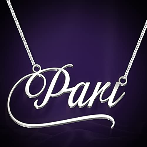 Image of Pari Cursive Gold & Silver Name Pendant Necklace, Best Jewelry Gift for Girls.