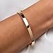 Purnebu 14K or 18K Gold Handmade Oval Cuff Bracelet - Plain Sturdy Bangle - Hinged Jewelry - Customize Engraved Bracelet (Oval Cuff Bracelet, 14K - 4MM, XS / 5.7