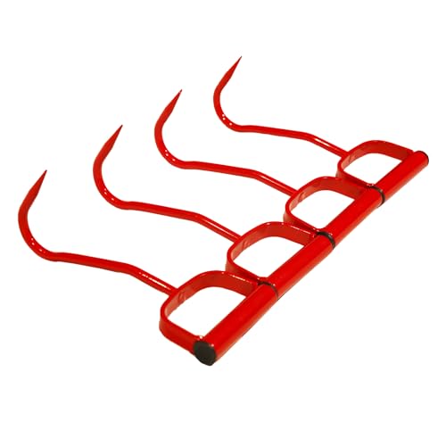 Myskuasin 11”Red Hay Hooks 47010500 - Heavy Duty Bale Mover Tool for Horses, Livestock Feeding, Durable Steel Rust-Resistant Design with Ergonomic Grip，4pack