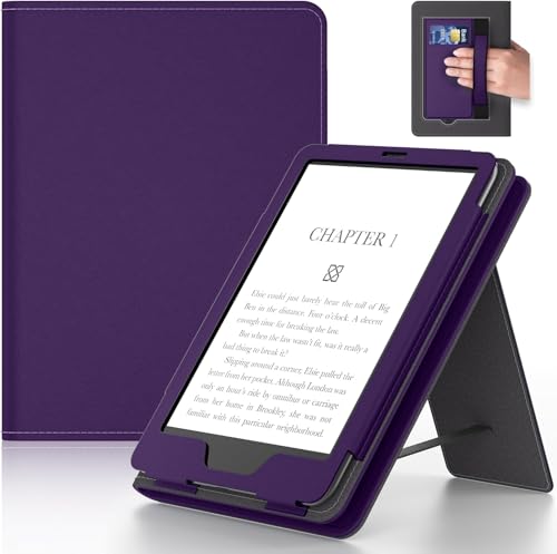 Lainergie 6in Tablet Case with Stand and Hand Strap,Incompatible with Old Version, Durable Synthetic Leather Cover with Auto Sleep Wake, Purple