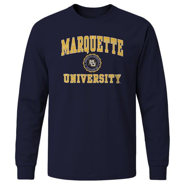 Barnesmith Marquette University Golden Eagles Long Sleeve Adult Unisex T-Shirt Heritage Navy XX-Large