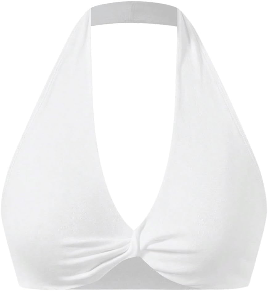 Women's 3 Pieces Workout Sport Bra Twist Front Sleeveless Backless Yoga Halter Crop Tops - Image 3