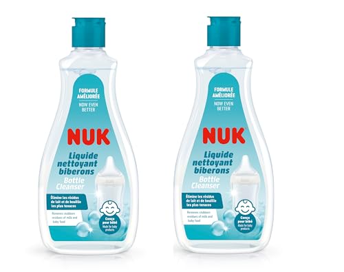 NUK Baby Bottle Cleanser | Ideal for Cleaning Baby Bottles Teats & Accessories | Fragrance Free | pH Neutral | 100% Recycled Bottle Pack | 2 x 500 ML
