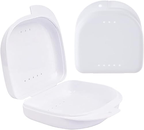 Estuche de retención de ortodoncia de 2 piezas, estuche de retenedor, funda de dentadura con orificios de ventilación para protector bucal y hilo