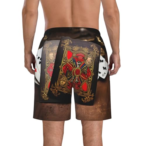 Men's Swim Trunks Quick Dry Bathing Suits Playing Cards Beach Board Shorts Swimwear with Pockets3