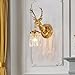 MIXL - Deer Head Wall Sconce in Gold,Brushed Brass Wall Lamp with Crystal Pendant,Deer Antler Wall Mount Lamp,Vintage Style Led Wall Lights for Living Room Bedroom Hallway and Foyer