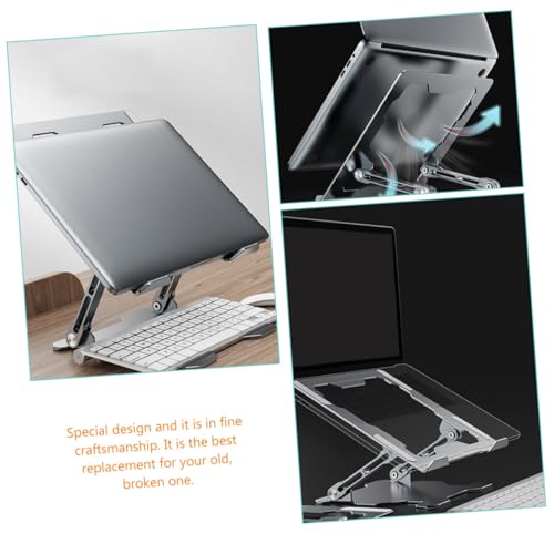 Soporte ajustable de aluminio para laptop color plata miniatura 2