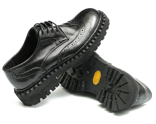 Santimon Men's Horsehide Wingtip Brogue Oxfords Dress Formal Shoes- Goodyear-Welt Leather & Rubber Sole, Full-Grain Cowhide Lining for Casual Business, Wedding & Events4