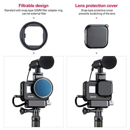 ULANZI Vlog Setup Kits for Gopro 8, G8-9 Housing Case + 3.5mm Video Recording Microphone + Mini Tripod Handle Grip Vlog YouTube Accessories for Gopro Hero 8 Black